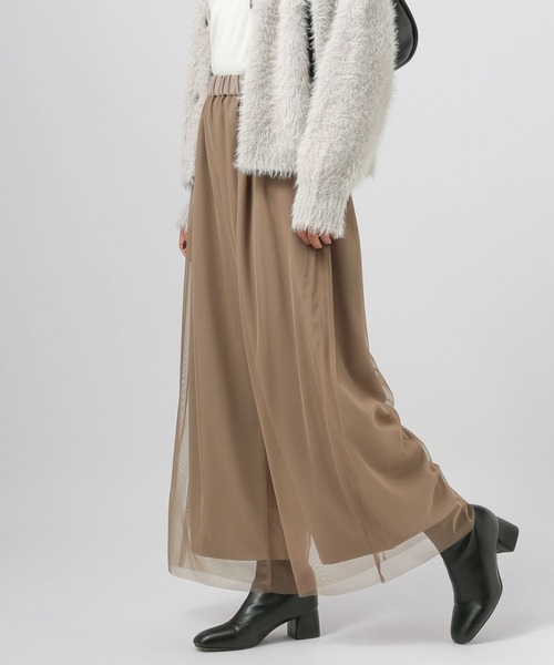 BAYFLOW（ベイフロー）の「[裏地付き秋冬バージョン]チュールレイヤードワイドパンツ（その他パンツ・レディース・ボルドー/ブラック/モカ・FREE）」の7枚目の写真