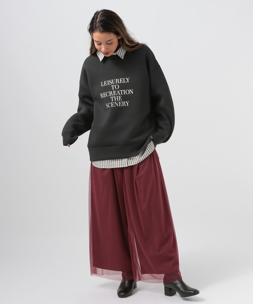 BAYFLOW（ベイフロー）の「[裏地付き秋冬バージョン]チュールレイヤードワイドパンツ（その他パンツ・レディース・ボルドー/ブラック/モカ・FREE）」の8枚目の写真