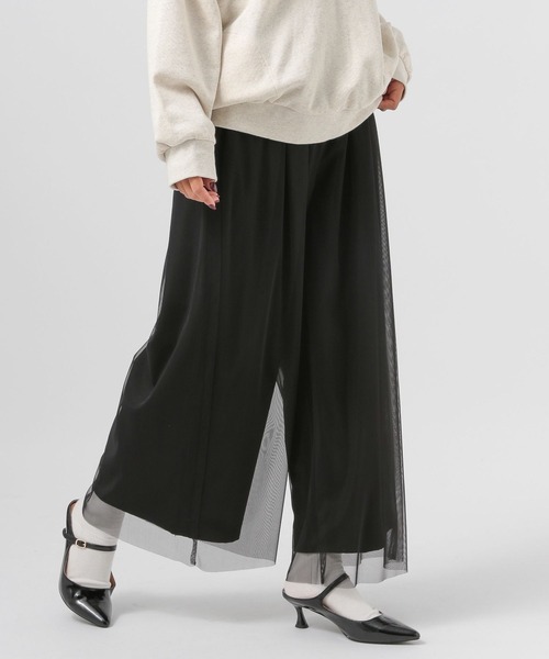 BAYFLOW（ベイフロー）の「[裏地付き秋冬バージョン]チュールレイヤードワイドパンツ（その他パンツ・レディース・ボルドー/ブラック/モカ・FREE）」の12枚目の写真