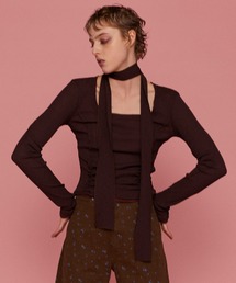 MAISON SPECIAL | 【25SPRING PRE-ORDER】Shirring Square Tops/シャーリングスクエアトップス【MAISON SPECIAL/メゾンスペシャル】(Tシャツ/カットソー)