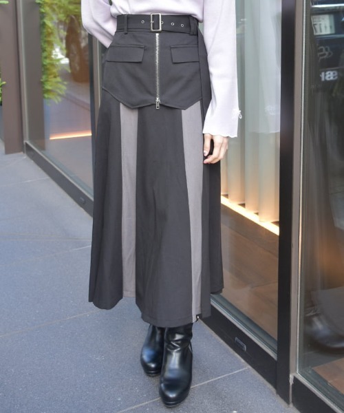 axes femme（アクシーズファム）の「コルセットレイヤード風スカート（スカート・レディース・カーキ/ブラック/グレー・FREE）」の2枚目の写真