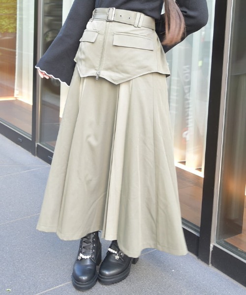 axes femme（アクシーズファム）の「コルセットレイヤード風スカート（スカート・レディース・カーキ/ブラック/グレー・FREE）」の4枚目の写真