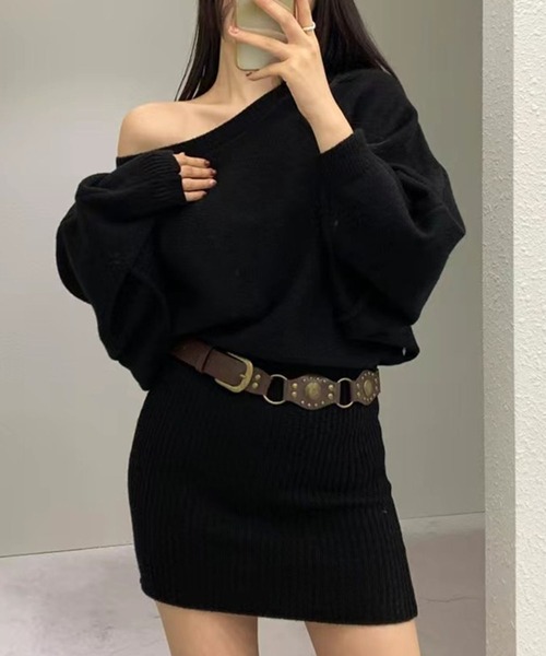 leune(ルネ)の「ドルマンニットワンピース(ワンピース・レディース・グレー/ベージュ/ブラック・FREE)」の5枚目の写真