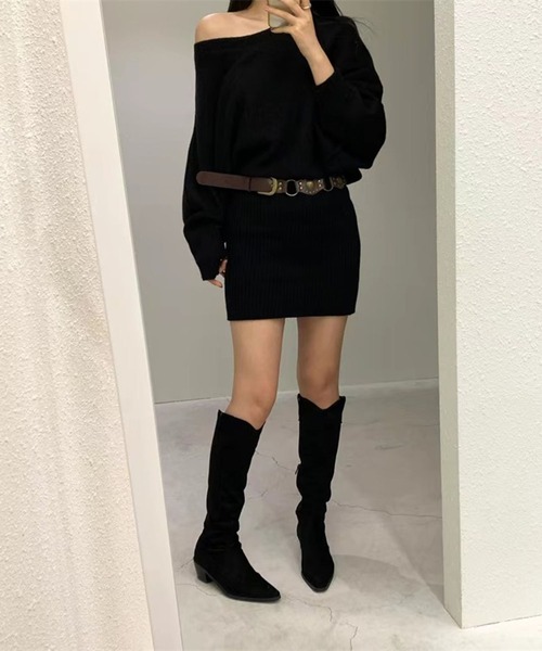 leune(ルネ)の「ドルマンニットワンピース(ワンピース・レディース・グレー/ベージュ/ブラック・FREE)」の4枚目の写真