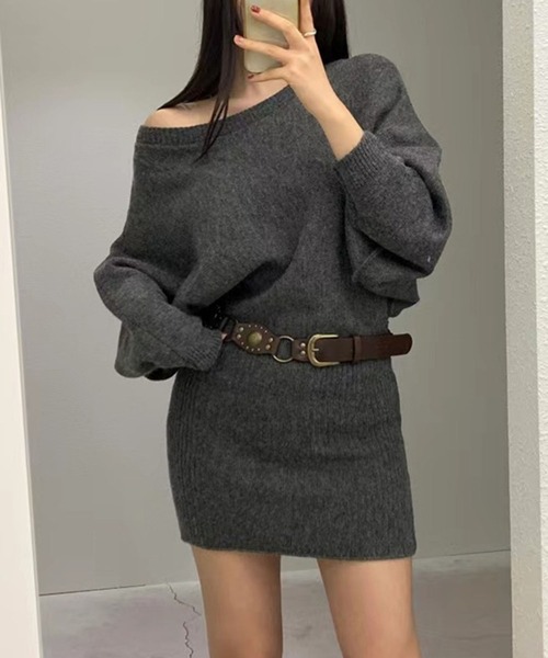 leune(ルネ)の「ドルマンニットワンピース(ワンピース・レディース・グレー/ベージュ/ブラック・FREE)」の10枚目の写真