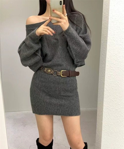 leune(ルネ)の「ドルマンニットワンピース(ワンピース・レディース・グレー/ベージュ/ブラック・FREE)」の11枚目の写真