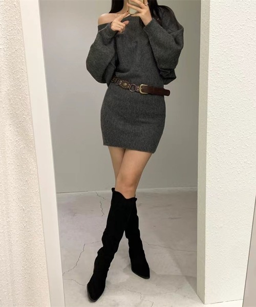 leune(ルネ)の「ドルマンニットワンピース(ワンピース・レディース・グレー/ベージュ/ブラック・FREE)」の12枚目の写真