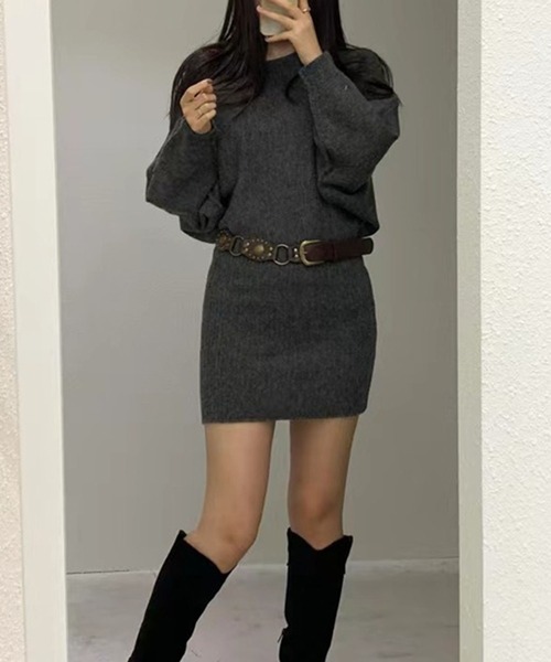 leune(ルネ)の「ドルマンニットワンピース(ワンピース・レディース・グレー/ベージュ/ブラック・FREE)」の13枚目の写真