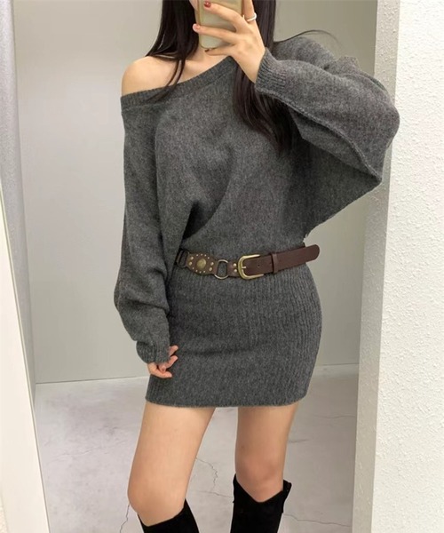 leune(ルネ)の「ドルマンニットワンピース(ワンピース・レディース・グレー/ベージュ/ブラック・FREE)」の15枚目の写真