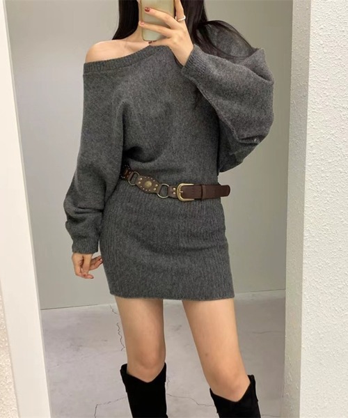 leune(ルネ)の「ドルマンニットワンピース(ワンピース・レディース・グレー/ベージュ/ブラック・FREE)」の16枚目の写真