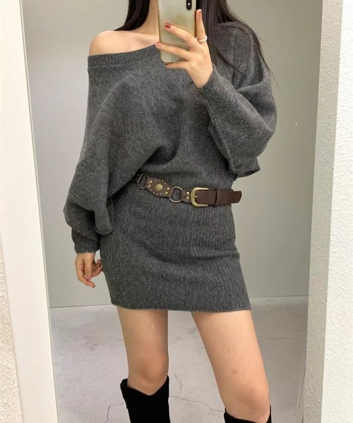 leune(ルネ)の「ドルマンニットワンピース(ワンピース・レディース・グレー/ベージュ/ブラック・FREE)」の17枚目の写真