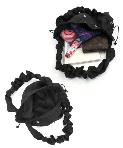 DONOBAN（ドノバン）の「ジャガードフリルバッグ（ショルダーバッグ・レディース・ライトブルー/ブラック/ホワイト・ONE）」の18枚目の写真