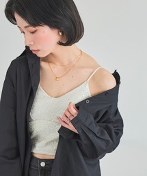 LinoU.（リノユー）の「カップ付きスパンコールキャミソール（キャミソール）」