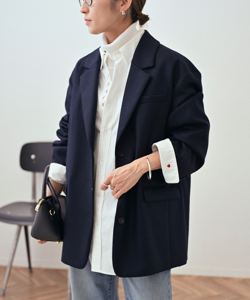 FRAMeWORK（フレームワーク）の「100/2ブロード前立てLOVEシャツ