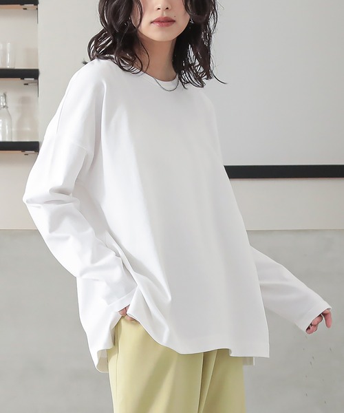 n'OrLABEL（ノアールレーベル）の「『バスクコットンロンT』（Tシャツ/カットソー・レディース・キャメル/チャコール/ブラック/ブルー/オフホワイト・2/1）」の2枚目の写真