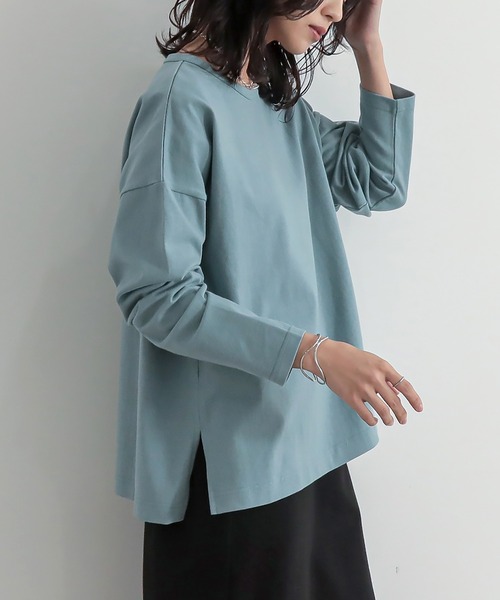 n'OrLABEL（ノアールレーベル）の「『バスクコットンロンT』（Tシャツ/カットソー・レディース・キャメル/チャコール/ブラック/ブルー/オフホワイト・2/1）」の4枚目の写真