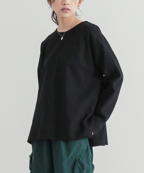 n'OrLABEL（ノアールレーベル）の「『バスクコットンロンT』（Tシャツ/カットソー・レディース・キャメル/チャコール/ブラック/ブルー/オフホワイト・2/1）」の3枚目の写真