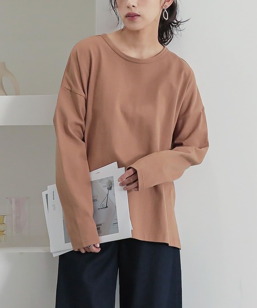 n'OrLABEL（ノアールレーベル）の「『バスクコットンロンT』（Tシャツ/カットソー・レディース・キャメル/チャコール/ブラック/ブルー/オフホワイト・2/1）」の20枚目の写真