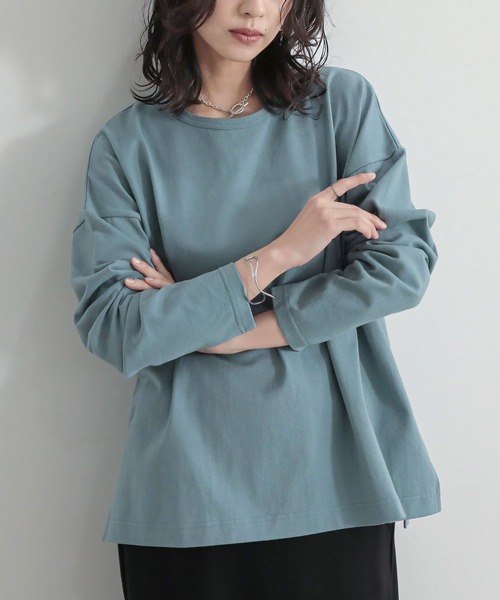 n'OrLABEL（ノアールレーベル）の「『バスクコットンロンT』（Tシャツ/カットソー・レディース・キャメル/チャコール/ブラック/ブルー/オフホワイト・2/1）」の12枚目の写真