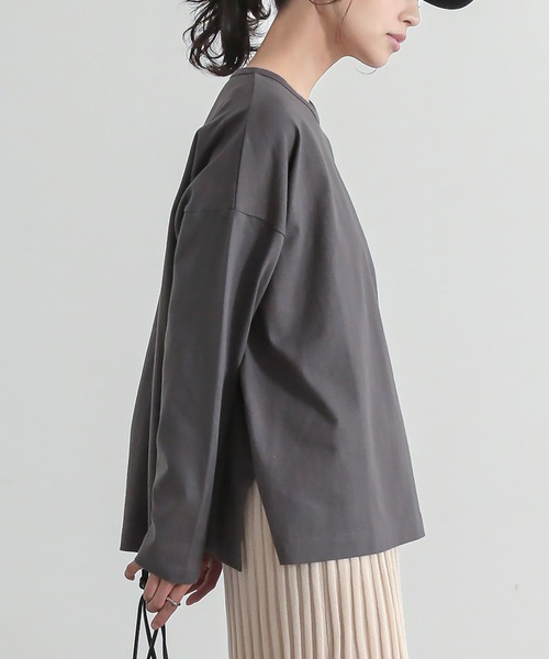 n'OrLABEL（ノアールレーベル）の「『バスクコットンロンT』（Tシャツ/カットソー・レディース・キャメル/チャコール/ブラック/ブルー/オフホワイト・2/1）」の15枚目の写真