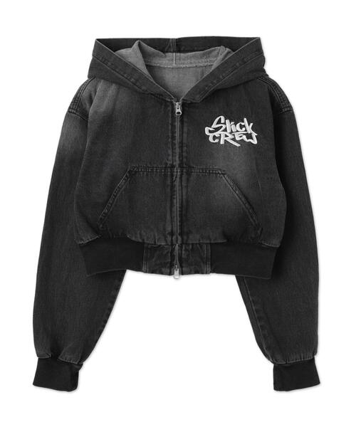 WEGO（ウィゴー）の「WEGO/ヴィンテージウォッシュショートフードブルゾン（デニムジャケット・レディース・ブラック/コバルトブルー/ベージュ・FREE）」の22枚目の写真