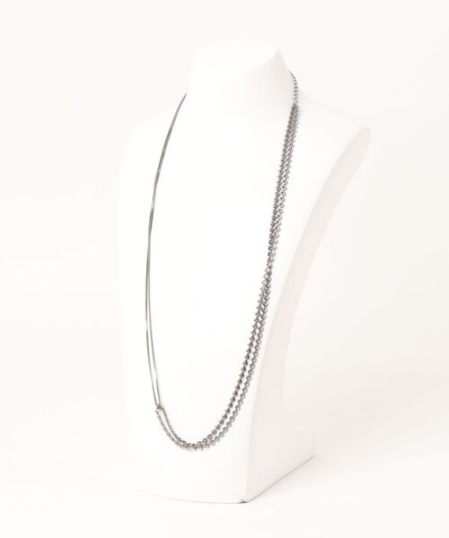 PAGEBOY（ページボーイ）の「2レンチェーンロングネックレス（ネックレス・レディース・ブラック/グレイッシュベージュ・FREE）」の3枚目の写真