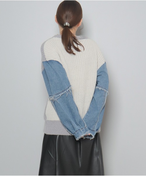 OandI（オーアンドアイ）の「異素材切替ニットプルオーバー（ニット/セーター・レディース・グレー/ブラック・FREE）」の22枚目の写真