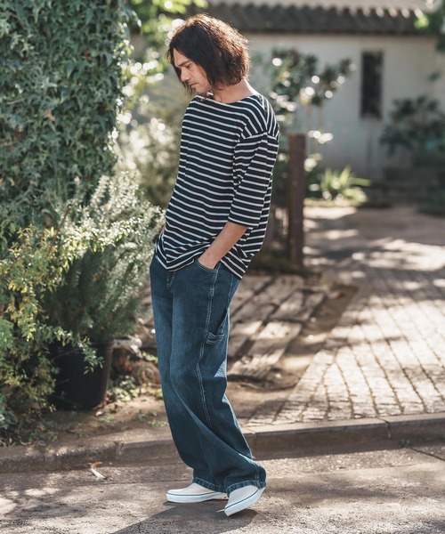 CAMBIO(カンビオ)の「mt9457-Span Fraise Border Narrow Boat Neck Cut sew Tシャツ(Tシャツ/カットソー・メンズ・ブラック×グレー/ブラック×ホワイト/グレー×ホワイト・S/M/L)」の13枚目の写真