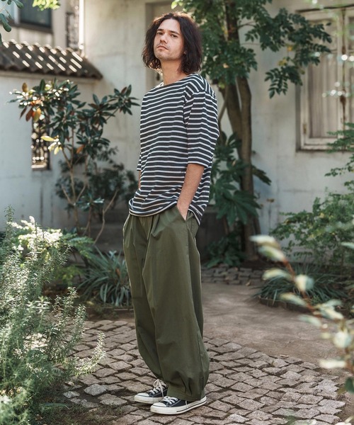 CAMBIO(カンビオ)の「mt9457-Span Fraise Border Narrow Boat Neck Cut sew Tシャツ(Tシャツ/カットソー・メンズ・ブラック×グレー/ブラック×ホワイト/グレー×ホワイト・S/M/L)」の18枚目の写真