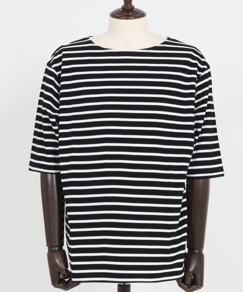 CAMBIO(カンビオ)の「mt9457-Span Fraise Border Narrow Boat Neck Cut sew Tシャツ(Tシャツ/カットソー・メンズ・ブラック×グレー/ブラック×ホワイト/グレー×ホワイト・S/M/L)」の19枚目の写真