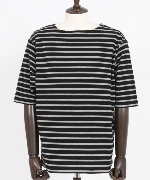 CAMBIO(カンビオ)の「mt9457-Span Fraise Border Narrow Boat Neck Cut sew Tシャツ(Tシャツ/カットソー・メンズ・ブラック×グレー/ブラック×ホワイト/グレー×ホワイト・S/M/L)」の20枚目の写真
