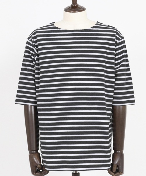 CAMBIO(カンビオ)の「mt9457-Span Fraise Border Narrow Boat Neck Cut sew Tシャツ(Tシャツ/カットソー・メンズ・ブラック×グレー/ブラック×ホワイト/グレー×ホワイト・S/M/L)」の21枚目の写真
