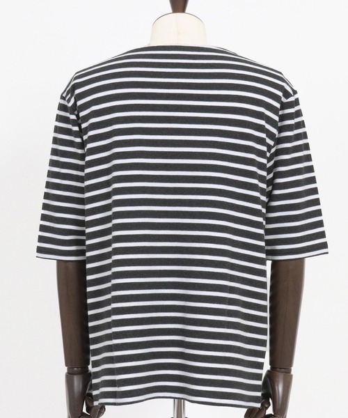 CAMBIO(カンビオ)の「mt9457-Span Fraise Border Narrow Boat Neck Cut sew Tシャツ(Tシャツ/カットソー・メンズ・ブラック×グレー/ブラック×ホワイト/グレー×ホワイト・S/M/L)」の22枚目の写真