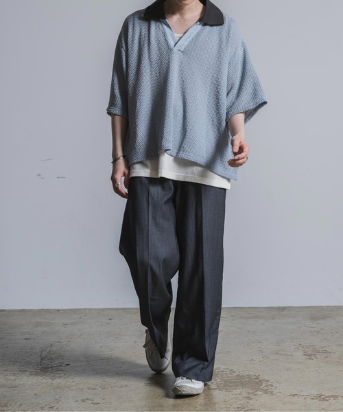 Utusiyo(ウツシヨ)の「stripe wide slacks 涅(スラックス・メンズ・ブラック/グレー・FREE)」の15枚目の写真