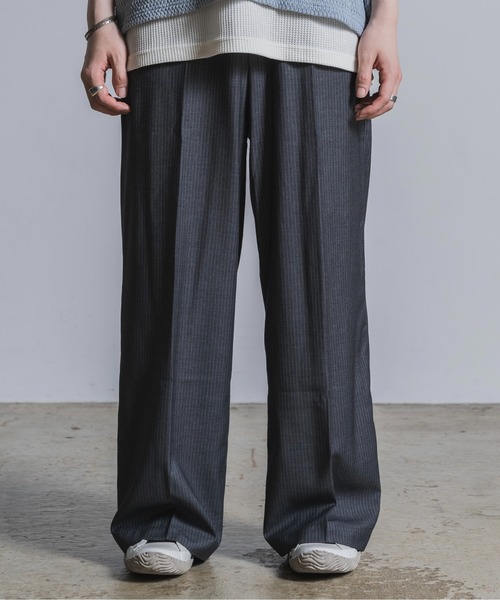 Utusiyo(ウツシヨ)の「stripe wide slacks 涅(スラックス・メンズ・ブラック/グレー・FREE)」の13枚目の写真