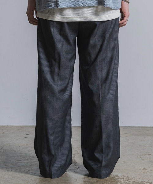 Utusiyo(ウツシヨ)の「stripe wide slacks 涅(スラックス・メンズ・ブラック/グレー・FREE)」の12枚目の写真