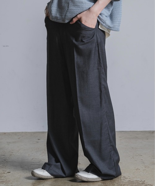 Utusiyo(ウツシヨ)の「stripe wide slacks 涅(スラックス・メンズ・ブラック/グレー・FREE)」の9枚目の写真