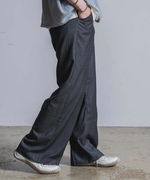 Utusiyo(ウツシヨ)の「stripe wide slacks 涅(スラックス・メンズ・ブラック/グレー・FREE)」の10枚目の写真