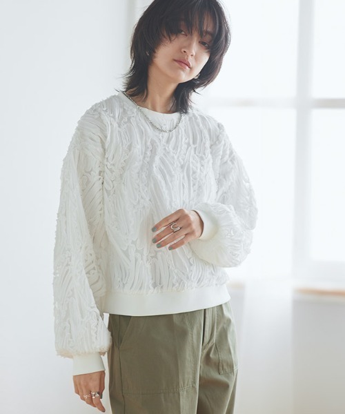 RASW（ラス）の「[RASW]コード刺繍ブラウス（シャツ/ブラウス・レディース・ブラック/オフホワイト・M/L）」の4枚目の写真