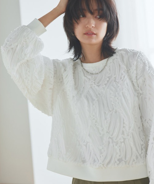 RASW（ラス）の「[RASW]コード刺繍ブラウス（シャツ/ブラウス・レディース・ブラック/オフホワイト・M/L）」の5枚目の写真
