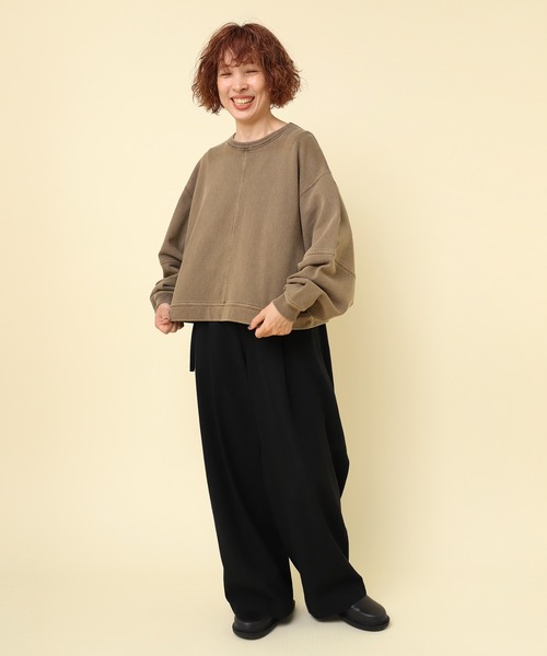 RNA-N（アールエヌエーエヌ）の「M2397 ピグメントダイショートプルオーバー（Tシャツ/カットソー・レディース・モカ/チャコール/ライトグレー・FREE）」の17枚目の写真