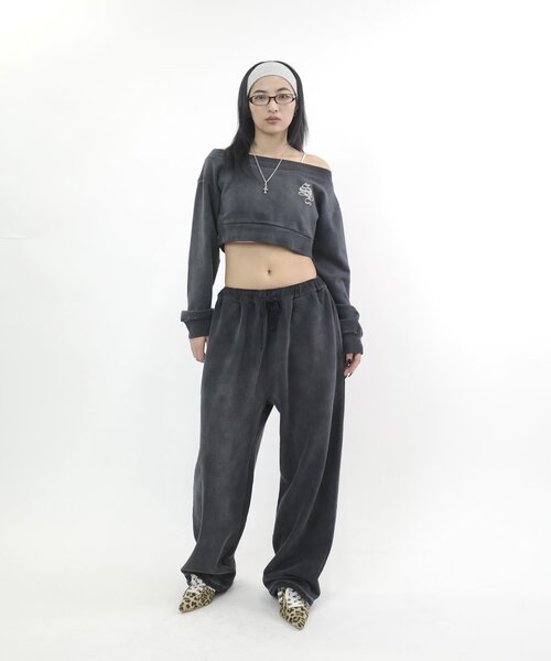 WHO'S WHO gallery（フーズフーギャラリー）の「【SLOPPY/スロッピー】ラインストーン裏毛スウェットパンツ（スウェットパンツ・レディース・アイボリー/チャコールグレー/サックスブルー・FREE）」の8枚目の写真