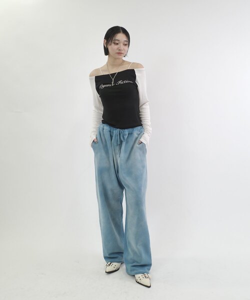 WHO'S WHO gallery（フーズフーギャラリー）の「【SLOPPY/スロッピー】ラインストーン裏毛スウェットパンツ（スウェットパンツ・レディース・アイボリー/チャコールグレー/サックスブルー・FREE）」の16枚目の写真