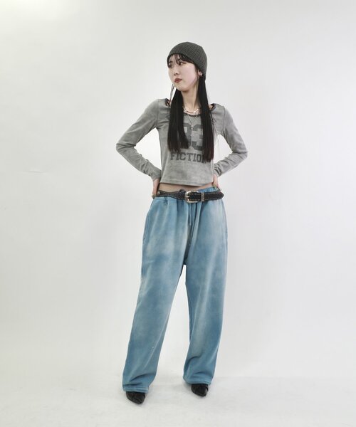 WHO'S WHO gallery(フーズフーギャラリー)の「【SLOPPY/スロッピー】ラインストーン裏毛スウェットパンツ(スウェットパンツ・レディース・アイボリー/チャコールグレー/サックスブルー・FREE)」の20枚目の写真