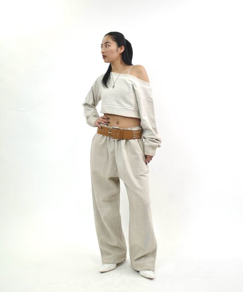 WHO'S WHO gallery（フーズフーギャラリー）の「【SLOPPY/スロッピー】ラインストーン裏毛スウェットパンツ（スウェットパンツ・レディース・アイボリー/チャコールグレー/サックスブルー・FREE）」の22枚目の写真