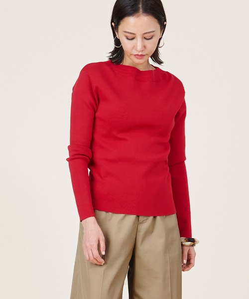 marmors(マルモア)の「【marmors】boat neck knit pullover(ニット/セーター・レディース・グレー/グレイッシュベージュ/ブラック/レッド・36)」の1枚目の写真