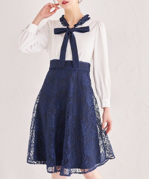 ニットドッキングドットワンピース | DRESS | OBLI