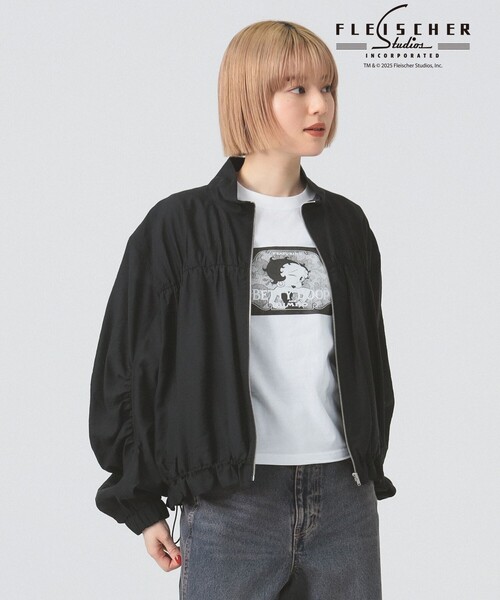 Ray BEAMS(レイビームス)の「シアー ギャザー ブルゾン(ブルゾン・レディース・ブラック/ホワイト系その他6・ONE SIZE)」の2枚目の写真