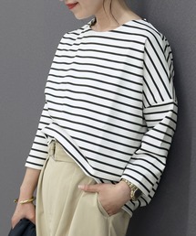 7分袖ポンチボートネックコクーンプルオーバー
