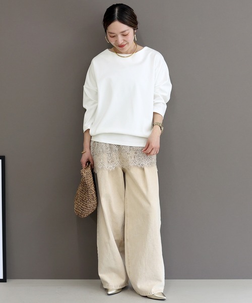 Aletta vita(アレッタビータ)の「7分袖ポンチボートネックコクーンプルオーバー(Tシャツ/カットソー・レディース・オフホワイト/ブラック/ホワイト×ブラック/ベージュ/チャコール/サンドベージュ/グリーン/ブラウン・FREE)」の22枚目の写真